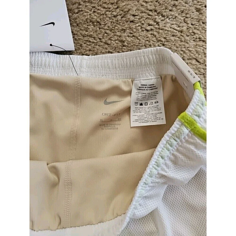 Nike White DRI-FIT Tempo 2-IN-1 Training/Running Shorts GIRLS Size XL NEW $32
